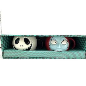 Disney Nightmare before Christmas Coffee Mugs Set Of 2 Jack + Sally Halloween 3D